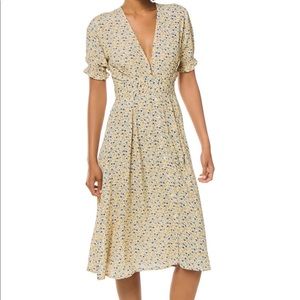 Faithful The Brand Farah Midi Dress in Pale Yellow